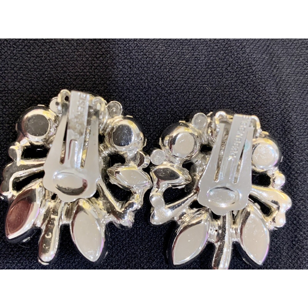 EISENBERG Vintage‎ Crystal Rhinestone Climber Clip-on Earrings Circa 1950 Signed - Picture 10 of 10